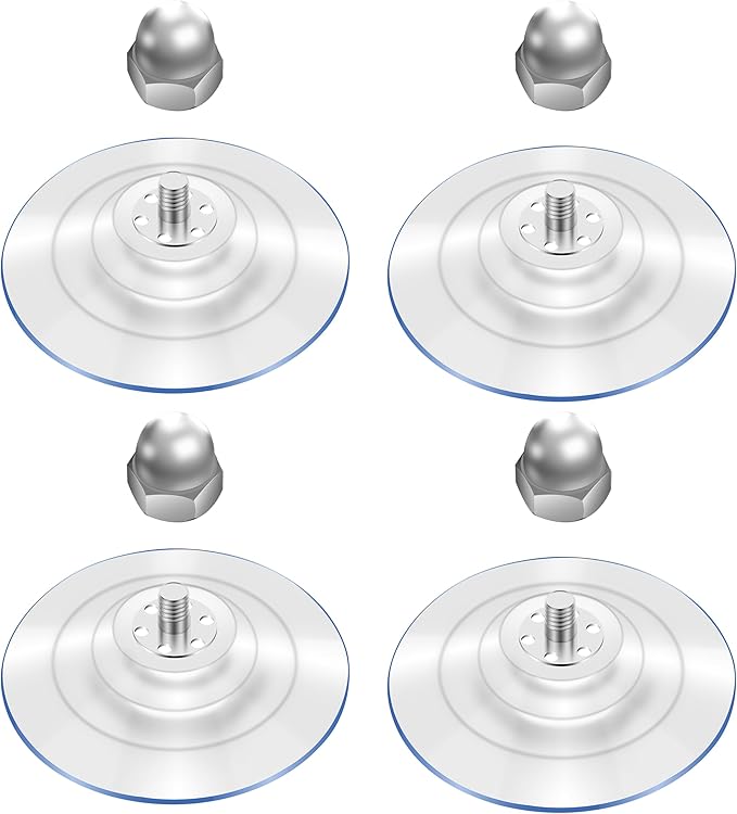 4 Pack Cat Window Perch Suction Cups, Strong Adhesive Replacement PVC Suction Cups with Screws for Foldable & Cordless Cat Window Hammock Seat, Holds Up to 40 lbs