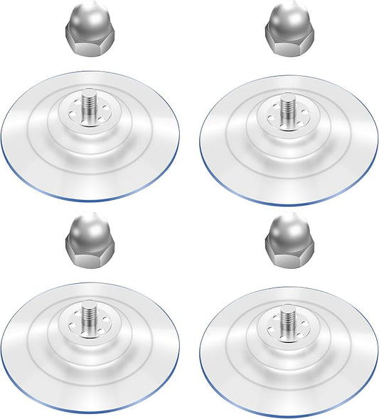4 Pack Cat Window Perch Suction Cups, Strong Adhesive Replacement PVC Suction Cups with Screws for Foldable & Cordless Cat Window Hammock Seat, Holds Up to 40 lbs
