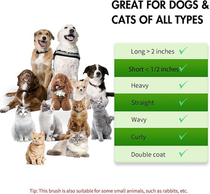 3PC Dog Brush Kit - Self-Cleaning Slicker Brush with Bath Brush & Undercoat Rake | Deshedding Tools for Large - Small Dogs & Cats, Professional Pet Grooming Set for Heavy Shedding, Green