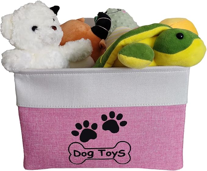 Dog Toy Basket Collapsible Dog Toy Box with Handles Foldable Dog Toy Bin for Pet Toys,Accessories