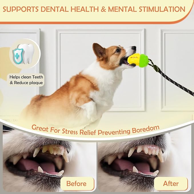 Indestructible Dog Toys-Interactive Suction Cup Tug of War Toy for Aggressive Chewers,Dog Puzzle & Enrichment Toys to Keep Dogs Busy,Green Yellow