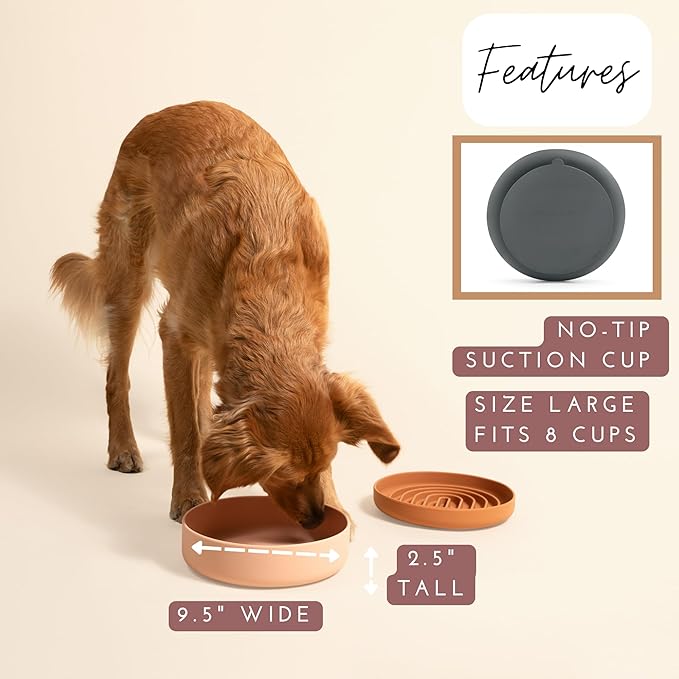 Should We Go? Dog Water Bowl - The Perfect Dish No-Spill, Less Mess Non-Tippable Water & Food Bowl, Pure Silicone with Suction Cup, Fits 8 Cups 9.5" Across x 2.5" Tall, Ideal for All Pets, Large-Sage