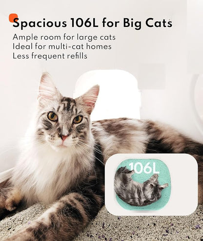 Homerunpet Self Cleaning Litter Box Set - 106L Ultra Large Automatic Cat Litter Box with Physical Anti-Pinch Safety, Auto Refill & One-Click Litter Replacement, App Control for Multi-Cat Homes