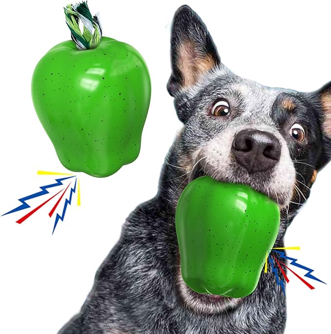 Large Size Green Apple Squeaky Dog Toy for Medium/Large Aggressive Chewers Breeds Dogs Durable Bouncy Squeak Ball