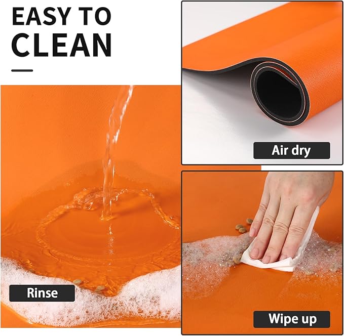 Dog Food Mat - Absorbent Cat Mat for Food and Water, No Stains Pet Feeding Bowl Mat, Easy to Clean Pet Placemats, Quick Dry Dog Water Dispenser Mat for Messy Drinkers | Paw Orange 16"x 24"