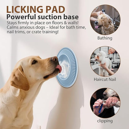 Lick Mat for Dogs and Cats, Slow Feeder Mats with Suction Cups - Bathing, Grooming and Training, Anxiety Relief Feeding Pad,Dishwasher-Safe Blue