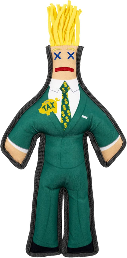 Dammit Doll Squeaky Dog Chew Toy - The Tax Man - Funny Doorstep Intruders for Pets Who Protect the Yard - Durable Ballistic Nylon Piping, Soft & Barkably Satisfying