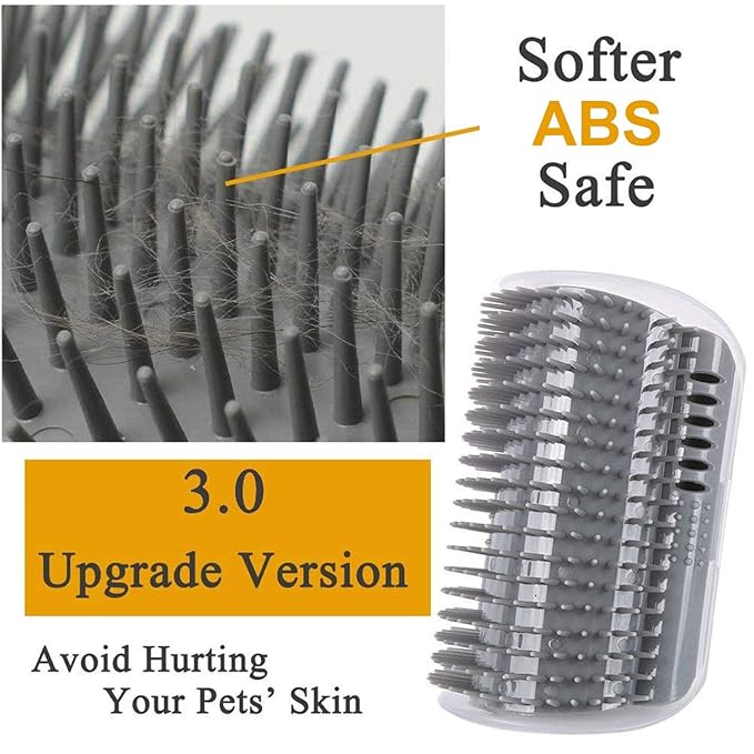 3.0 Softer Cat Self Groomer with Catnip, Dog Cat Corner Groomer,Wall Corner Scratcher Comb,Grooming Massage Brush, Perfect Scratch Massager Tool for Long & Short Fur Kitten/Puppy (4 Pack)
