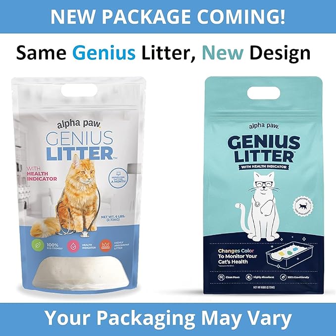 Genius Litter Health Monitoring Cat Litter, Featured on Shark Tank, Lightweight Crystal Silica Gel, Non Clumping, Dust Free, Low Tracking, Odor Control for Indoor Cats and Kittens, 6 lb Bag