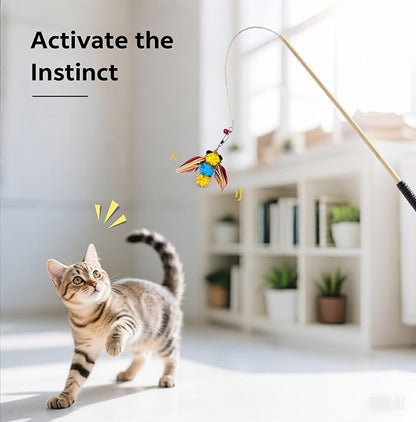 Cat Feather Toys,6 Pcs Coloful Artificial Insects Bees Refills,Cat Wand Attachment Toys for Kitten Cats Wand(6Pcs Bees