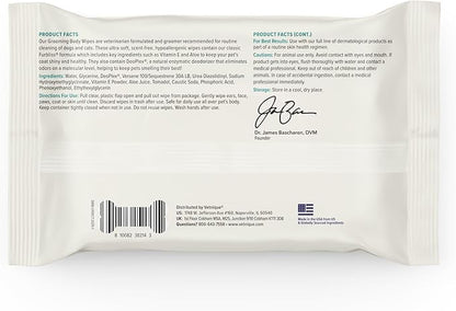 Vetnique DermaBliss Pet Wipes for Dogs & Cats for Grooming, Cleansing & Deodorizing, Thick Dog Wipes for Convenient Dog Cleaning and Natural Pet Odor Eliminator, 100ct (Unscented)