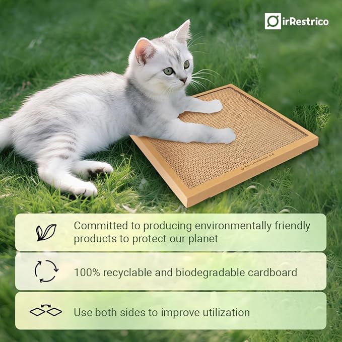 Cat Scratching Pad Board, Refillable and Combinable Corrugated Cat Scratchers for Indoor Cats, Double-Sided and Recyclable Cardboard (2Refill+2Pack)