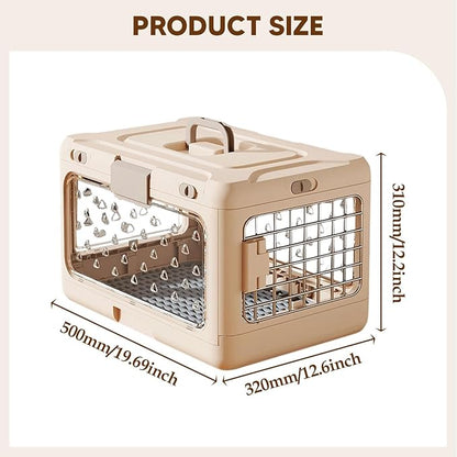 Folding Puppy Crate, Cat Travel Cage, Portable Dog Kennel, Pet Carrier for Small Dogs, Light Pink