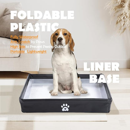 MEEXPAWS Dog Pee Pad Holder Tray Foldable, Puppy Pad Holder Liner Base High Side, Dog Litter Box Indoor for 22’’x22’’ Pee Pads, Training Pad Holder Leak-Proof, Potty Pad Holder for Dogs Easy Clean