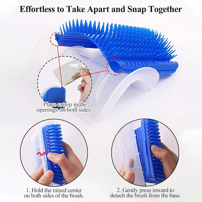 Kingtree Cat Corner Scratcher Self Groomer with Catnip, 2 Pack Softer Cat Face Scratchers Wall Corner Grooming Massage Combs for Long & Short Fur Cats
