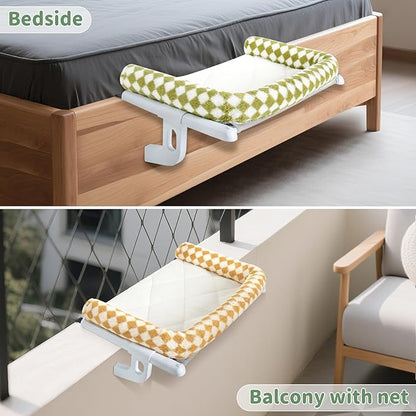 Sunhoo Cat Window Perch Hammock Sturdy Windowsill Bed Seat for Large Cats No Drilling No Suction Adjustable Kitty Shelf with Washable Cover Easy Assembly Holds up to 40 lbs 22.05 * 15 in (Green, S)