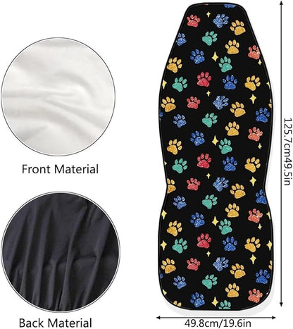 Dreaweet Colorful Dog Paws Print Car Seat Covers Front Seats Only Cute Car Accessories 2 Piece Washable & Universal Seat Covers for Cars SUV Sedan Trucks