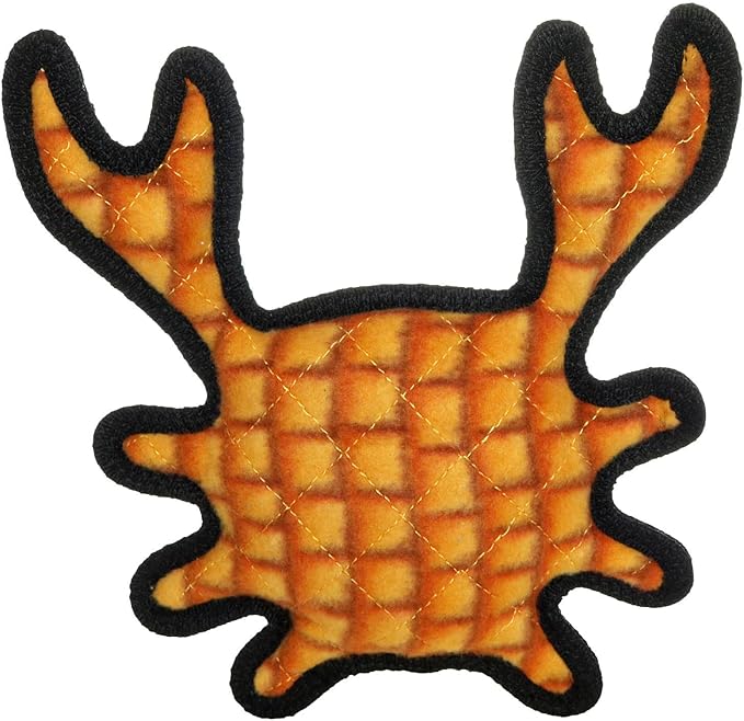 TUFFY - World's Tuffest Soft Dog Toy - Ocean- Squeakers - Multiple Layers. Made Durable, Strong & Tough. Interactive Play (Tug, Toss & Fetch). Machine Washable & Floats. (Crab Orange, Medium)