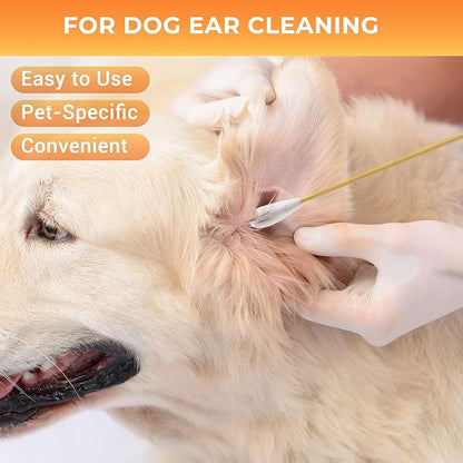 200PCS Large Cotton Swabs, Dog Cotton Swabs for Ears, 6" Long Dog Ear Swabs Large Size, Highly Absorbent Cotton Buds with Strong Bamboo Stick, Specially Designed for Dogs Cats Ear Cleaning, Pet Care