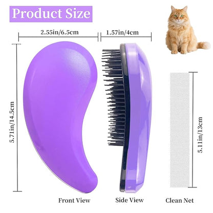 Cat Brush for Shedding - Perfect Grooming Tool for Long-Haired Cats | Deshedding & Hair Remover for Indoor Pets (Purple)