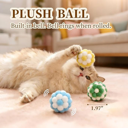 Cat Toys for Indoor Cats, a Set of 32 Interactive cat Toys, Including Colorful Springs, Squeaky Balls, Rainbow Balls, Feather Bouncy Balls, Bell Balls, and Many Other Kitten Toys.