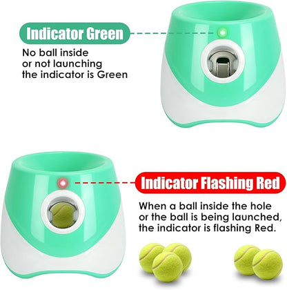 Automatic Ball Launcher for Dogs, Dog Ball Thrower Launcher Fetch Machine with 3 Adjustable Distance & 6 Tennis Balls (2 inch),Indoor Outdoor Interactive Puppy Pet Toy for Small to Medium Dogs