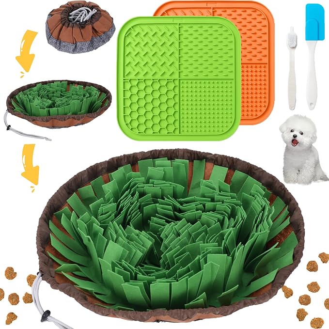 Lick Mat For Dogs,Snuffle Mat For Dogs,Interactive Dog Toys,Toy Feeder Slow Mats Interactive Feeding for Pet Treat Puzzle Keep Busy Large Small Puppy Food Licking Stimulation Puppies Sniff Activity