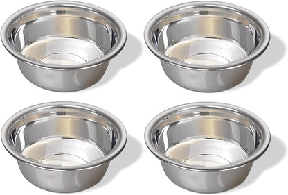 Greendale - 4 Pack - 1.8 Cup Capacity - Stainless Steel Metal Dog Bowls - Perfect for Dog Food and Water. Wrong Size? Click to Look at Our Size Options.
