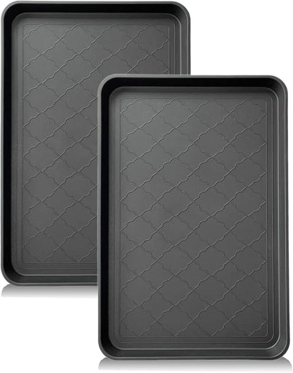 PetLike Boot Tray for Entryway Indoor, Pet Food Mat, 23 x 15.5 inch 2 Packs, Waterproof Heavy Duty Shoe Tray for Indoor and Outdoor, Multi-Purpose Trays for Boots, Shoes, Pets, Garden