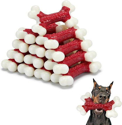 10-Pack Dog Toys for Aggressive Chewers, Indestructible 8" Tough Nylon Bone, Teething & Boredom Relief Chew for Large Dogs, Beef Flavor