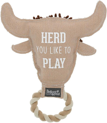 Pavilion Gift Company - Herd - Canvas Rope Dog Toy Cow Farmhouse Farming Tug of War Puppy K9 Doggy Lover Parent Gift