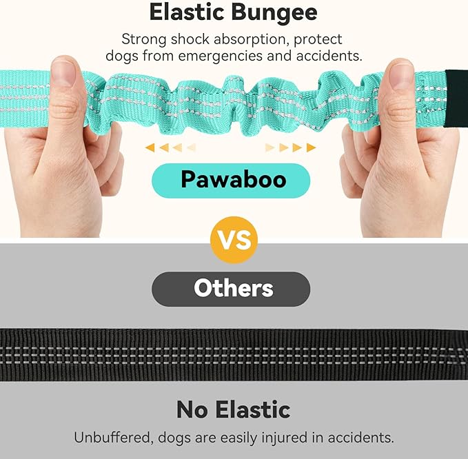 Pawaboo 2Pack Dog Seatbelt for Car, 3-in-1 Dog Car Seat Belt, Shockproof Dogs Tether with Buckle & Hook Latch, Adjustable Reflective Dogs Cars Leash with 360° Lockable Buckle, Lake Blue + Black