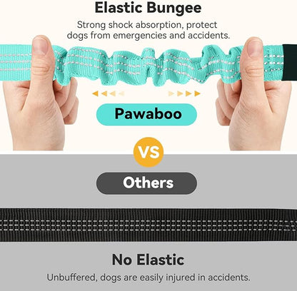 Pawaboo 2Pack Dog Seatbelt for Car, 3-in-1 Dog Car Seat Belt, Shockproof Dogs Tether with Buckle & Hook Latch, Adjustable Reflective Dogs Cars Leash with 360° Lockable Buckle, Lake Blue + Black