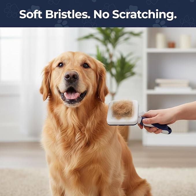 BPG Pet Grooming Tools for Dogs & Cats- Self Cleaning Slicker Brush, Deshedding & Dematting Grooming Dog Brush For Shedding, Removes Loose Fur & Tangles- Brooklyn Pet Gear