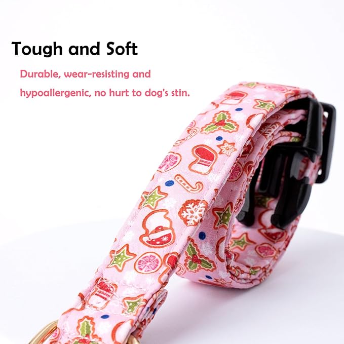 Faygarsle Pink Dog Collar - Christmas Design Pattern for Small, Medium & Large Dogs - Cute & Stylish