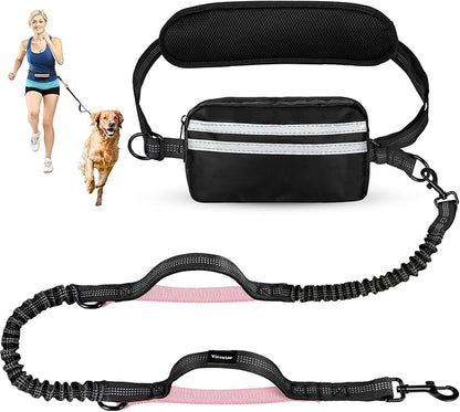 Hands Free Dog Leash, Waist Leash for Dog Walking, Hiking and Running,Adjustable Belt with Double Handle for Large Dogs and Medium Dogs, Dog Walking Accessories,Tangle Free,No Pull