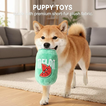 4 Pcs Interactive Dog Toys to Keep Them Busy, Squeaky Dog Toys for Small, Medium Dogs, Puppy Teething Toys for Gentle Chew, Non-Destructive Play (Colorful)