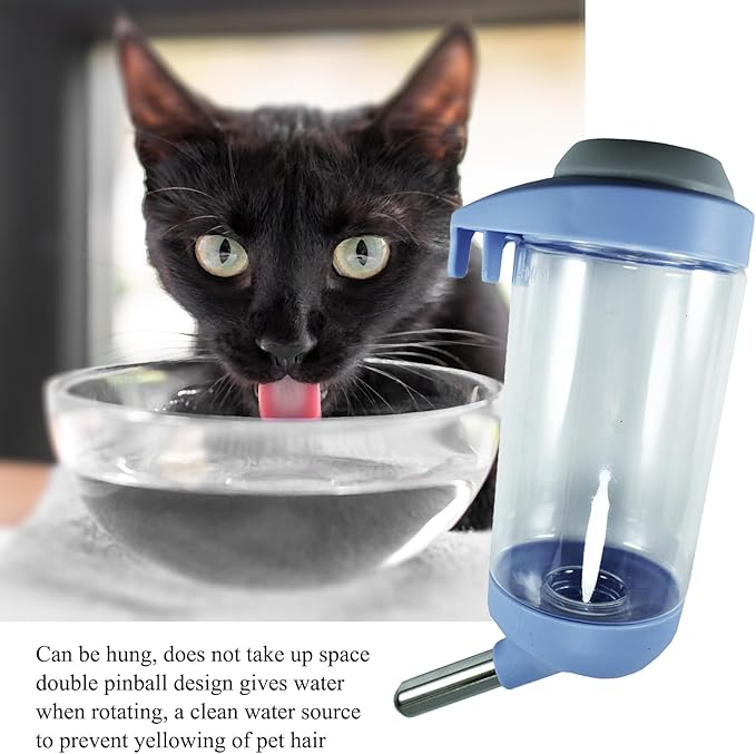 Dog Crate Water Bottle Dispenser - No Drip Dog Kennel Water Dispenser & Cage Bottle - Easy-to-Use Water Bottle for Cat Crate - Perfect for Keeping Your Pet Hydrated (Grey)-350ML