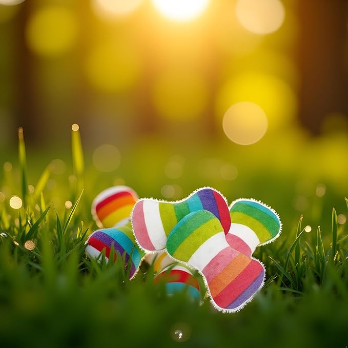2Pcs Colorful Dog Plush Vocal Toy Rainbow Dogs Bone-Shape Chewing Toy Pet Supplies for Pet Playing Use Adorable Quality and Practical Attractive and Professional Dog Chew Toys