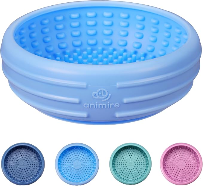 Dog Lick Bowl, Animire Freeze Lick Mat for Dogs, Non-Slip Slow Feeder Licking Bowl Enrichment Treat for Distraction Anxiety Relief, Food Grade Silicone, Dishwasher Safe(Baby Blue,XL)