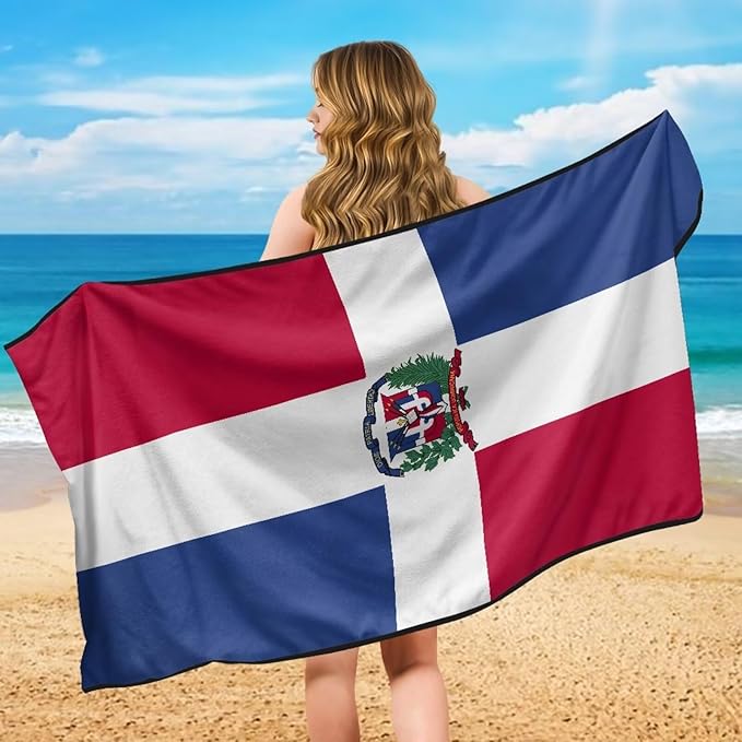 SEANATIVE Breathable Car Seat Towel Cover Sweatproof Automotive Towel - Sweat Towels for Workout, Running & Outdoor Adventures, Flag of the Dominican Republic
