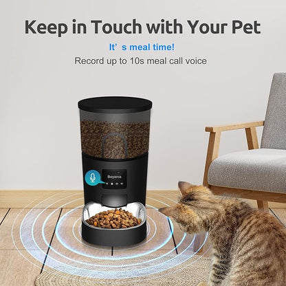 Boyarca Automatic Cat Feeders with App,WiFi Tuya Smart Automatic Pet Feeder with Timer Auto Dry Food Dispenser for Cats and Small Dogs,1-10 Meals/Day,1-12 Portions/Meal,3L