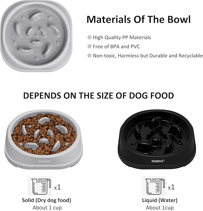 2PCS Anti-Choking Slow Feeder Dog Bowls Small Size Dog, Slow Feeder Cat Bowl, Supplies and Puzzle for Pet
