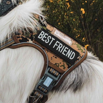 Auroth Tactical Dog Harness for Large Dogs No Pull Adjustable Pet Harness Reflective Working Training Easy Control Pet Vest Military Service Dog Harnesses Woodland Camo XL