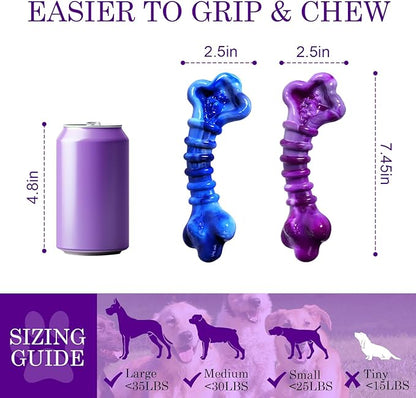 2-Pack Dog Chew Toys for Aggressive Chewers: Indestructible Dog Toys for Large Breed, Tough Dog Chew Bones to Keep Them Busy, A for Large Dogs