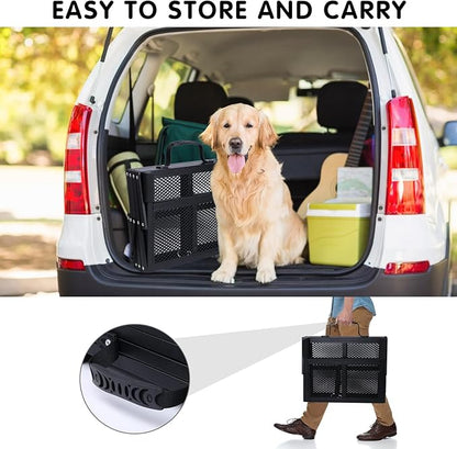 DGSL Dog Ramp for Car, Extra Wide 4 Steps Dog Stairs for Truck, Folding Steps for Dogs with Non-Slip Surface, Pet Loader Dog Steps for Large Dog, SUV, Side Door and Bed (Mesh, 16.9In-4 Steps)