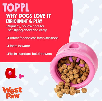 WEST PAW Zogoflex Toppl Interactive Treat Dispensing Puzzle Dog Toy for Mental Stimulation & Enrichment-Holds Kibble & Treats-Lickable, Freezable & Dishwasher Safe-Made in USA-Large-Candy Swirl
