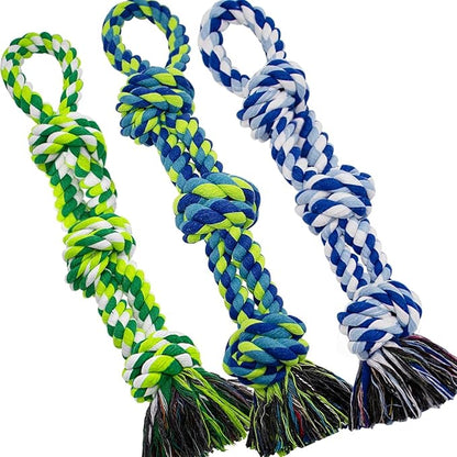 Dog Rope Toys for Large & Medium Dogs – 3 Pack Heavy Duty Chew Toys for Aggressive Chewers, Durable Tug-of-War Ropes, 100% Cotton Dog Toys for Training & Teeth Cleaning