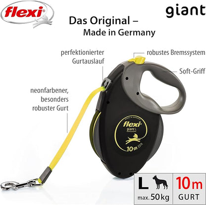 Flexi Giant Professional, Gurt, L: 10 M, Schwarz/Neon