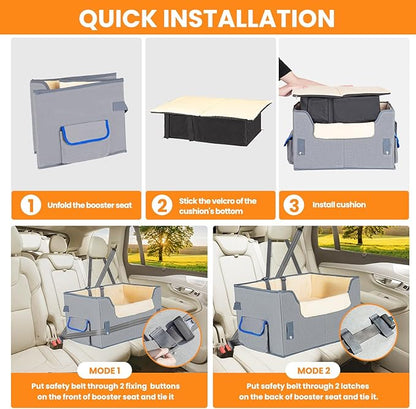 Dog Car Seat for Small Dogs, Elevated Dog Booster Seat Pet Travel Carrier Bed for Car with Adjustable Straps Pet Car Booster Seat for Small Dogs Cats